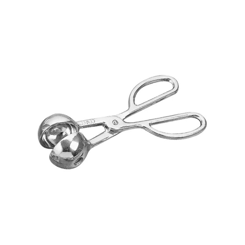 Aluminum meat baller tong for crafting perfectly shaped 3.5cm meatballs, ergonomic design for easy use and control.