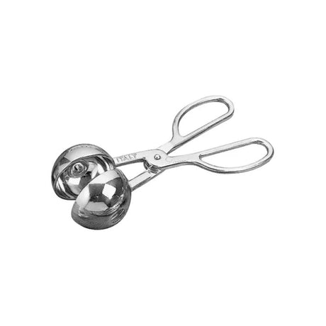 Durable aluminum meat baller tong designed for crafting 5cm perfectly shaped meatballs with an ergonomic grip.