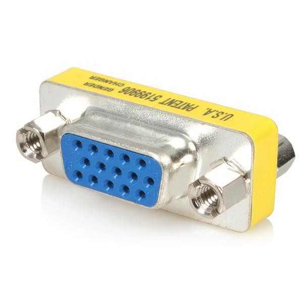 Slimline VGA HD15 Gender Changer F/F converting male to female connectors for seamless VGA connections in tight spaces.