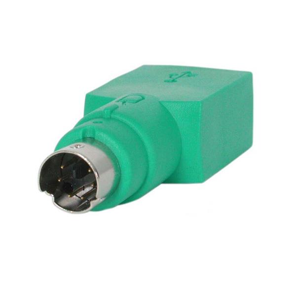 USB to PS/2 adapter connecting a USB mouse to a PS/2 port, ideal for legacy devices and high compatibility.
