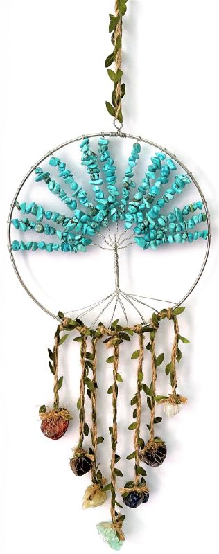 Dreamcatcher - Crystal Tree of Life 7 Chakras Turquoise
