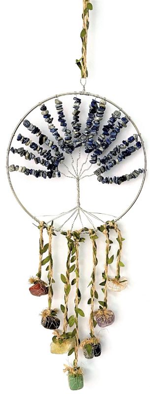 Dreamcatcher with 7 Chakra Lapis Lazuli, 20cm diameter, 65cm tall, promoting balance and positive energy in any space.