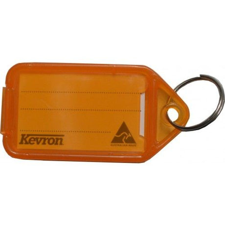 Giant loose orange key tags made from durable plastic with transparent design for easy key identification and labeling.