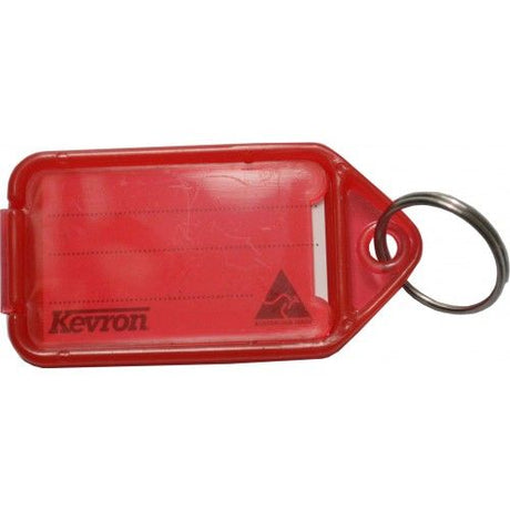 Red Giant Loose Key Tag with transparent design, durable plastic, and ample space for easy key identification and labeling.