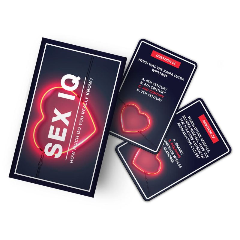 "Sex IQ Test game by Gift Republic, designed to spice up relationships with fun trivia about intimacy and sexuality."