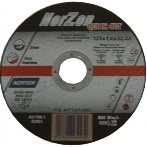Grind Cut-Off Discs Norzon Norton  125 X 1.6 X 22 (x 1 unit)
