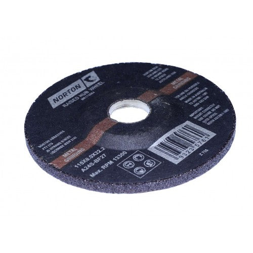 High-speed reinforced grinding discs, 115 x 6 x 22.2mm, designed for precision metal grinding with reduced vibration.