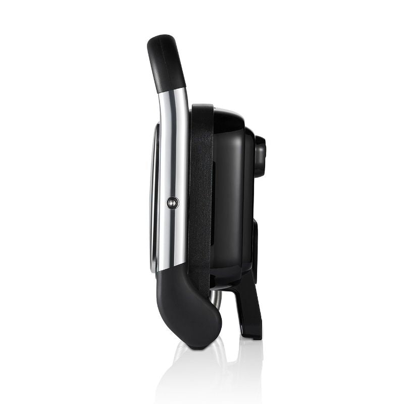 Café Style 2-Slice Sandwich Press with AnyHeight Control for gourmet sandwiches, stainless steel design, and EasyClean coating.