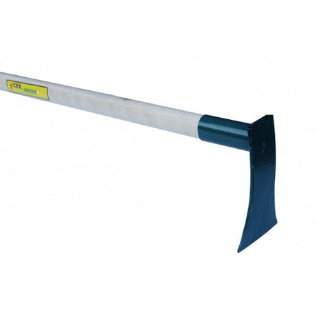 Premium 900mm garden grubber with hickory handle, factory-sharpened blade for weeding and soil aeration, lightweight and durable.