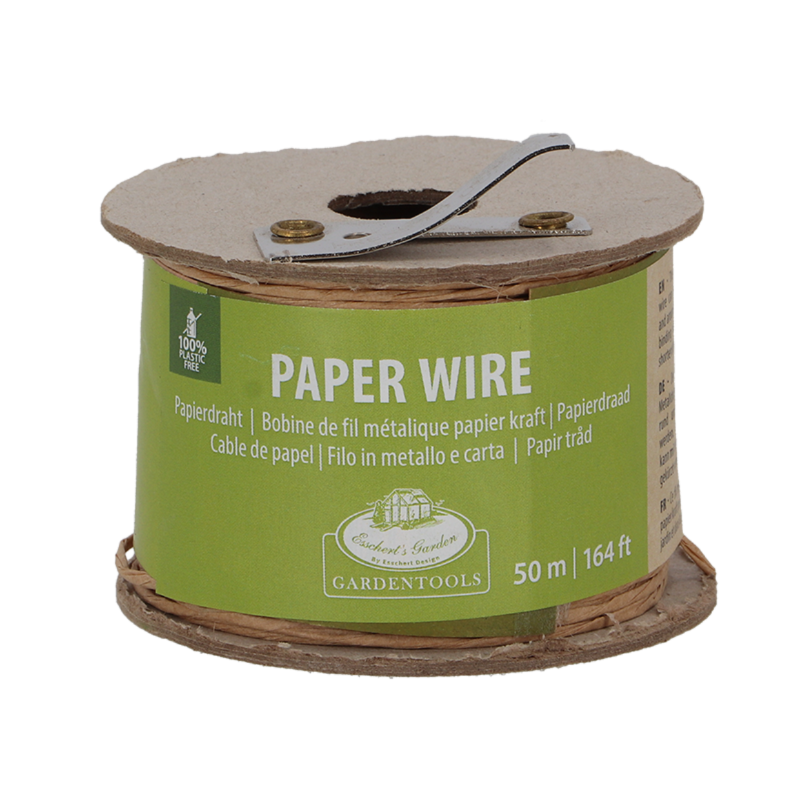 Set of 2 Paper Wire rolls, 50m each, with integrated cutter for crafting floral arrangements and gift wrapping.