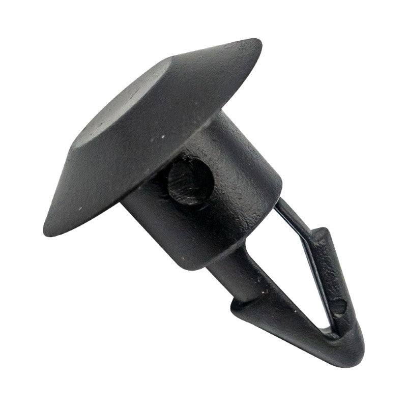 Black GTi retaining clip with 24.3mm x 31mm head and 11.5mm hole, sold in packs of 30, available in NZ.