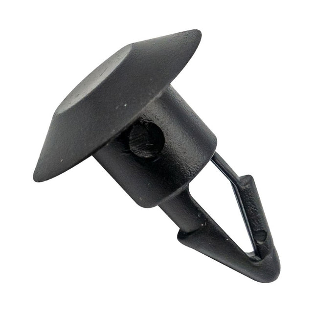 Black GTi retaining clip with 24.3mm x 31mm head and 11.5mm hole, sold in packs of 30, available in NZ.
