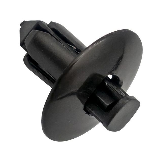 Gloss black GTi push retainer, 19.8mm x 22.3mm with 8mm hole, pack of 30, ideal for secure fastening.