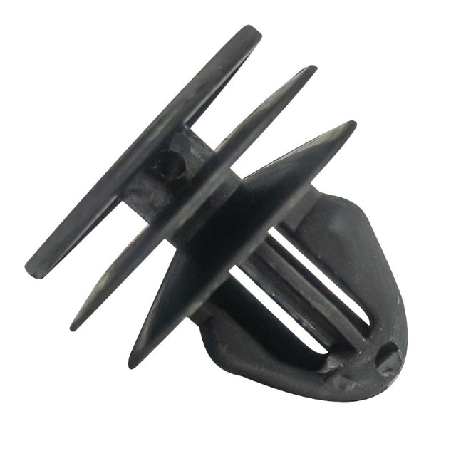 Sleek black GTi Trim Clip, 16.5 x 10mm with 8.5mm hole, ideal for secure automotive and DIY trim applications. Pack of 30.