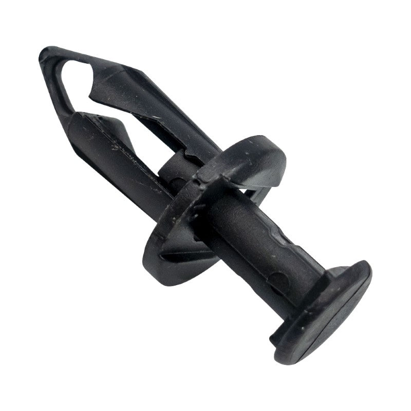 Matte black GTi push rivet, 15mm x 24.5mm, designed for 9mm holes, perfect for secure fastening in various applications.