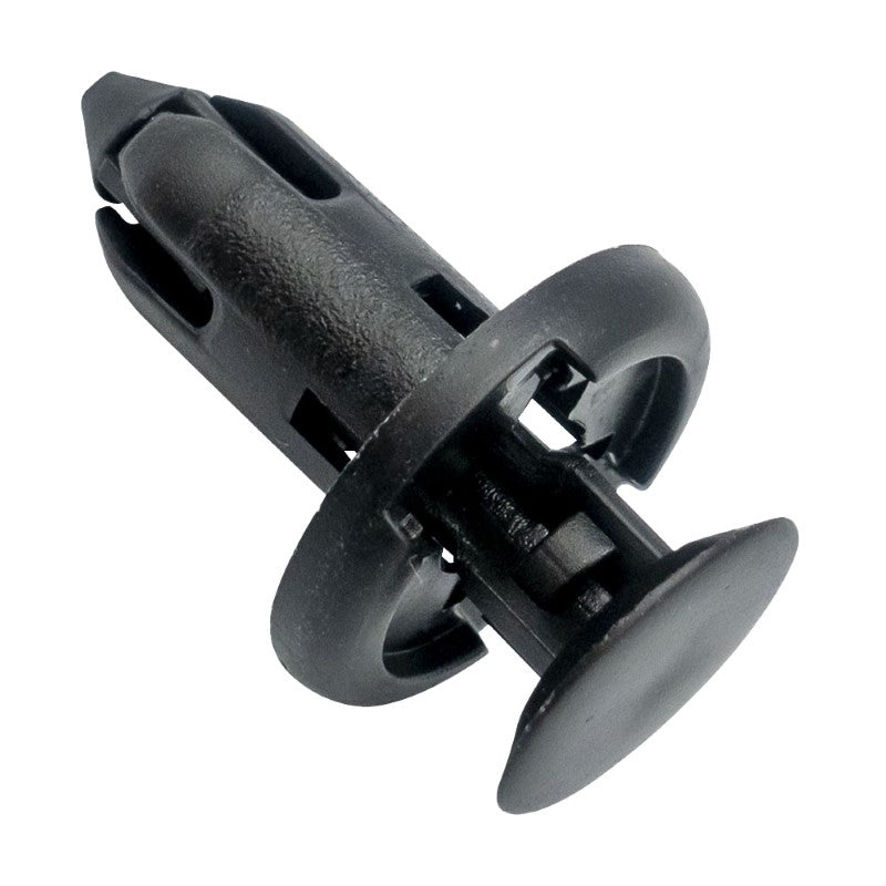 GTi Push Rivet in matte black, 17.7mm head and 28mm length, designed for automotive fastening with 8.5mm hole, pack of 30.