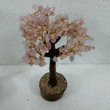 Handcrafted 23cm Rose Quartz Gemstone Tree, symbolizing love and harmony, perfect for decor and energy healing.