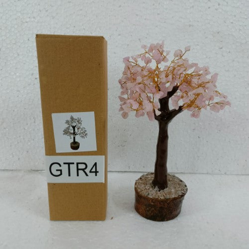 Handcrafted 23cm Rose Quartz Gemstone Tree, symbolizing love and harmony, ideal for decor and emotional healing.