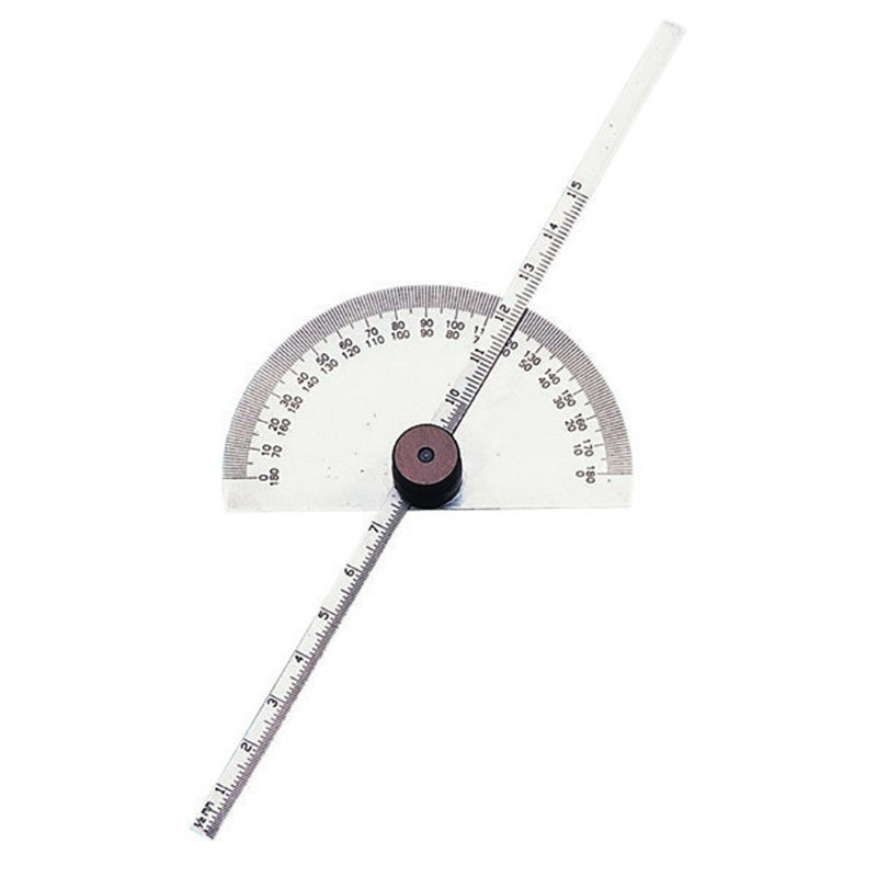 Groz Depth Gauge & Protractor with 150mm stainless steel blade for precise angle and depth measurements in workshop projects.