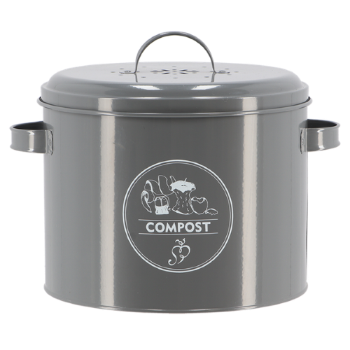 Stylish charcoal composter for kitchen waste, featuring an odor-filtering lid and easy-clean smooth interior.