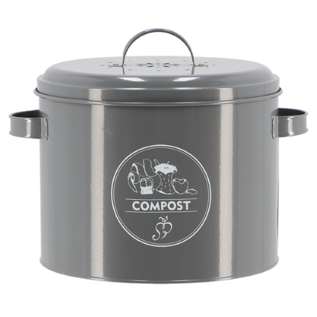 Stylish charcoal composter for kitchen waste, featuring an odor-filtering lid and easy-clean smooth interior.