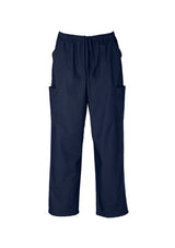 Unisex navy scrubs cargo pants, size XS, featuring elasticated waist, multiple pockets, and soft comfort fabric for healthcare professionals.