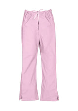Ladies Baby Pink Bootleg Scrubs Pant, Size S, featuring soft-touch stretch fabric, stylish pockets, and elastic waistband for comfort.