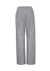Ladies 3XL pewter bootleg scrub pants with elastic waistband, stylish stitch detailing, and two functional front pockets.
