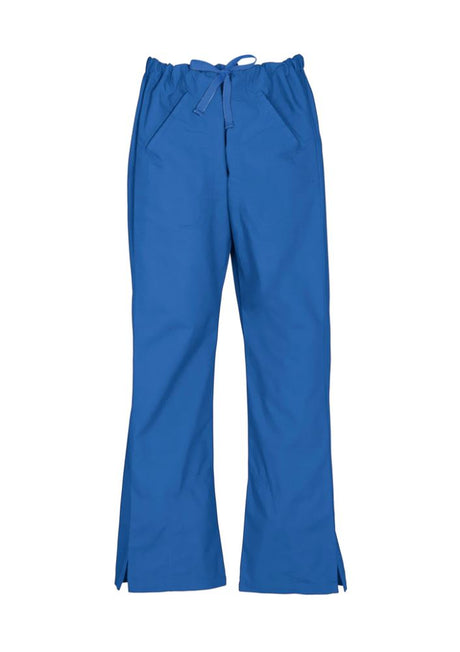 Ladies Classic Scrubs Bootleg Pant in Royal blue, Size L, featuring soft stretch fabric and two front pockets for comfort and functionality.
