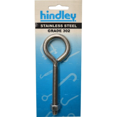 Stainless Eyebolt 125x81x10mm  Carded  Hindley