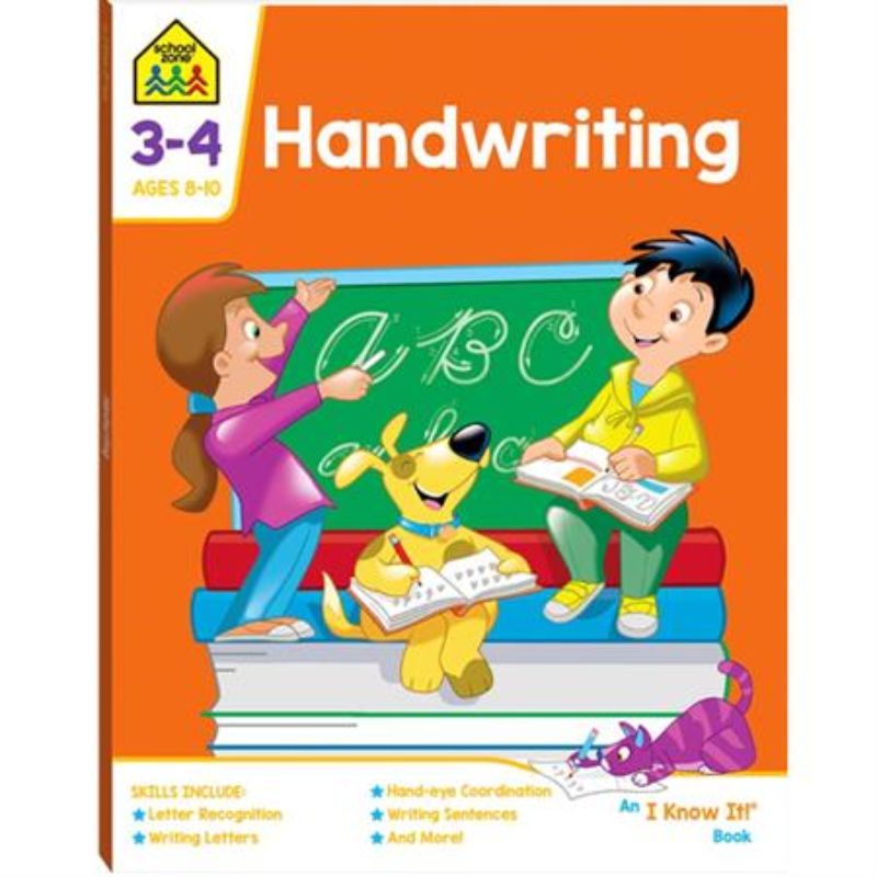 Engaging handwriting workbook for kids aged 8+, featuring fun illustrations and step-by-step cursive writing practice.