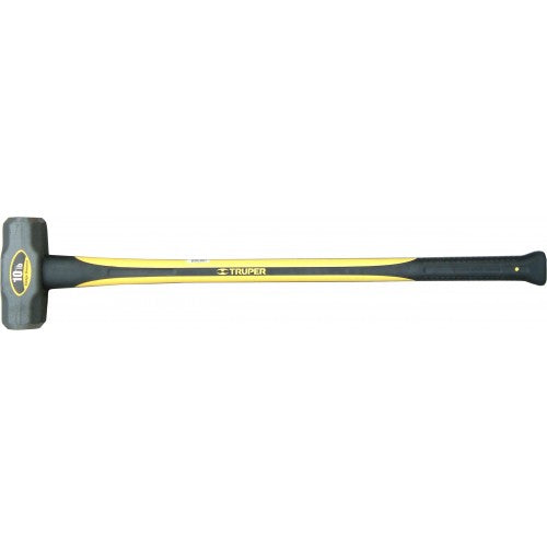 Sledge Hammer Collins with fiberglass handle, 10lb forged steel head, 36" length, ideal for construction and demolition tasks.