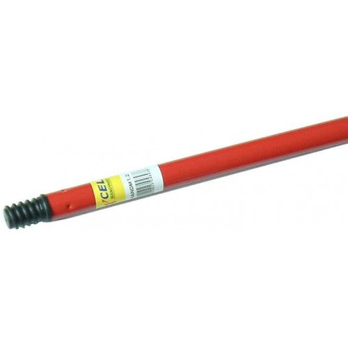 Durable 1.2m red metal handle with a secure plastic thread for versatile cleaning tool compatibility.