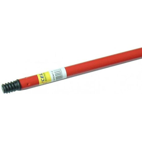 Durable 1.2m red metal handle with a secure plastic thread for versatile cleaning tool compatibility.