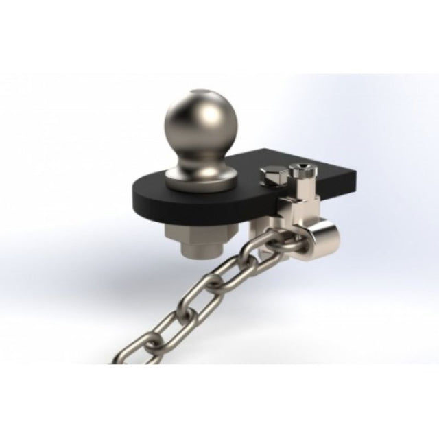 Spring-loaded trailer safety chain attachment in stainless steel, designed for easy, durable towing up to 4000 kg.