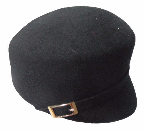 Black felt hood buckle cap, 57cm, elegant unisex accessory with adjustable fit, perfect for elevating any outfit.