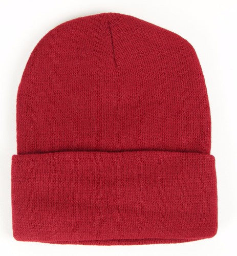 Burgundy acrylic hat for men and women, offering warmth, comfort, and a stylish touch for any outfit.