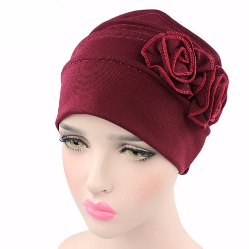 Floral Stretch Hat - Wine