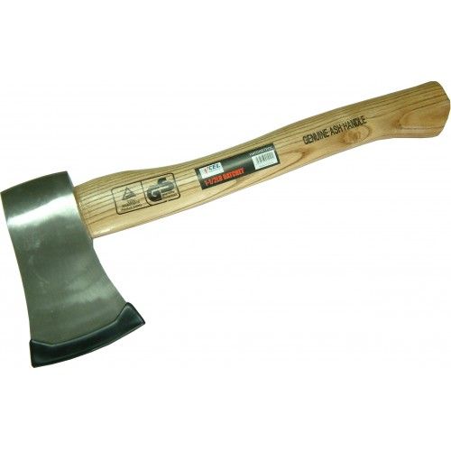 Versatile 1kg hatchet with polished head and durable ash wood handle, perfect for camping and woodworking tasks.