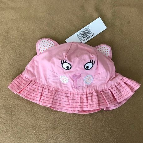 Adorable pink cat bucket hat for infants, featuring playful ears and sun protection, perfect for summer outings.