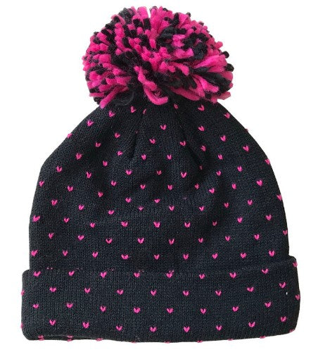 Adorable pink dot beanie for kids aged 3-5, 52cm, soft fabric, stylish polka dots, cozy for winter outings.