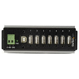 7-Port Industrial USB 2.0 Hub featuring rugged metal housing, ESD protection, and options for secure mounting in tough environments.