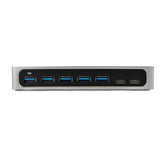 7-Port USB-C Hub with 5 USB-A ports, 2 USB-C ports, and fast-charge option for efficient data transfer and device connectivity.