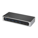 7-Port USB-C hub with 5 USB-A and 2 USB-C ports for fast data transfer and device charging, ideal for expanding connectivity.