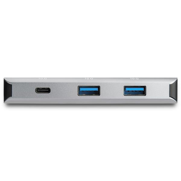 4-Port USB-C Hub with 3 USB-A ports and 1 USB-C, enabling fast 10Gbps data transfer and seamless device connectivity.