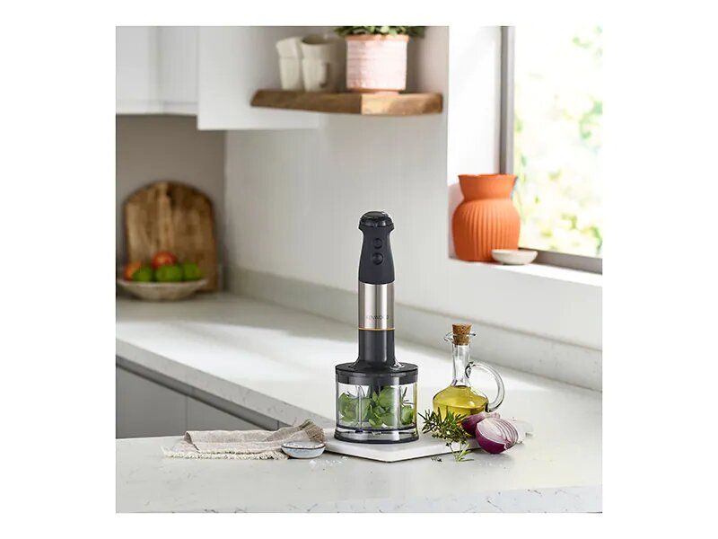 Triblade XL blender in grey with 1000W motor, wider foot for fast, fine blending, perfect for soups and mashed potatoes.