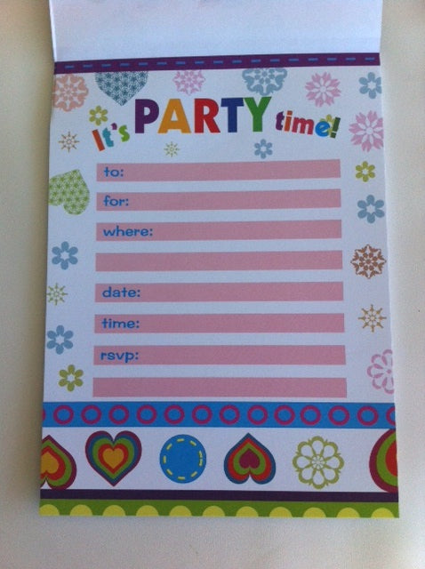 Stylish party invitations pad with 20 sheets, each measuring 19 x 4.5 cm, perfect for all occasions.