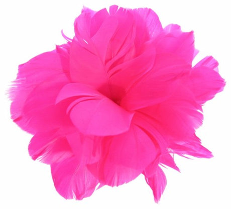 Elegant feather flower fascinator, 13cm in diameter, perfect for weddings and special occasions in vibrant colors.
