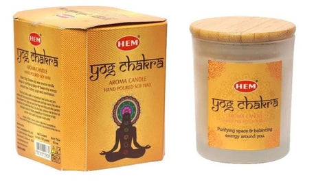 Soy Candle - Yog Chakra, 85g, crafted with natural herbs and essential oils for a calming yoga and meditation atmosphere.