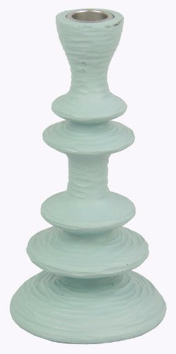 Elegant blue candle holder measuring 10.3x10.3x20cm, perfect for tealights and pillar candles, enhancing any home decor.